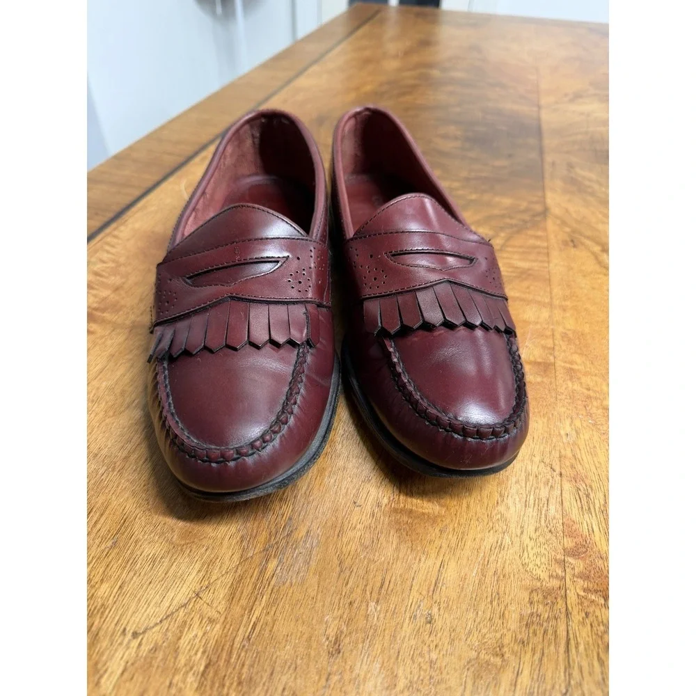 VTG 90 Cole Haan USA Men's 9.5 B  Loafer Oxblood Burgundy Leather Kiltie  Shoes